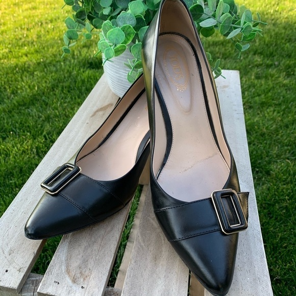 TOD’S Black Leather Shoes with Buckle | Size 38 EU / 7.5 - 8 US - Picture 2 of 14